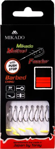 METHODE FEEDER BARBED CHINU RIG - MIT PUSH STOP - HAKEN MIT WIDERHAKEN Gr. 4