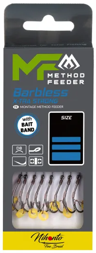 METHODE FEEDER BARBLESS X-TRA STRONG LEADER - MIT GUMMIBAND - HAKEN OHNE WIDERHAKEN Gr. 10